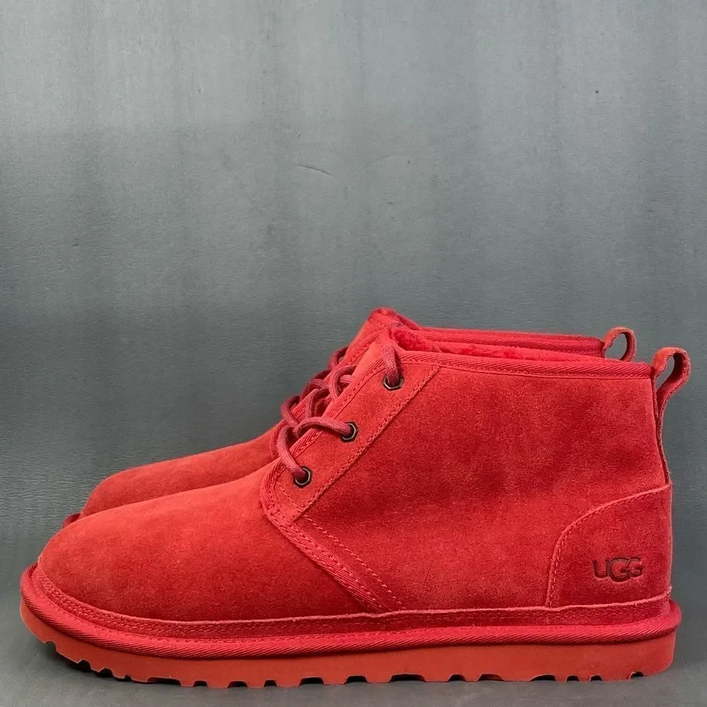 UGG Neumel Men Samba Red Suede Lace-up Wool Sockliner Chukka Boots shoes size